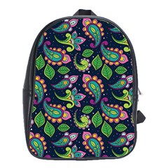 Paisley Green Print School Bag (xl) by designsbymallika