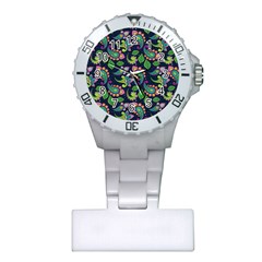 Paisley Green Print Plastic Nurses Watch by designsbymallika