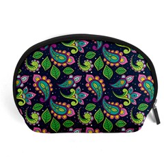 Paisley Green Print Accessory Pouch (large) by designsbymallika