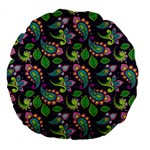 Paisley Green Print Large 18  Premium Flano Round Cushions Front