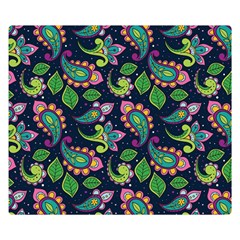 Paisley Green Print Double Sided Flano Blanket (small)  by designsbymallika