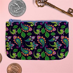 Paisley Green Print Large Coin Purse by designsbymallika