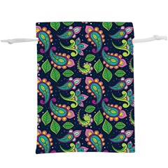 Paisley Green Print  Lightweight Drawstring Pouch (xl) by designsbymallika