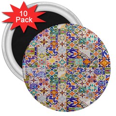 Mosaic Print 3  Magnets (10 pack) 