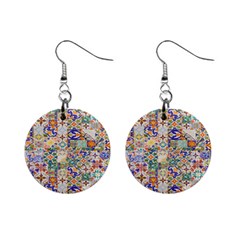 Mosaic Print Mini Button Earrings by designsbymallika