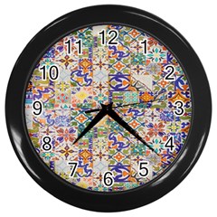 Mosaic Print Wall Clock (Black)