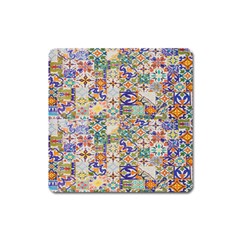 Mosaic Print Square Magnet by designsbymallika