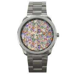 Mosaic Print Sport Metal Watch