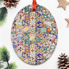 Mosaic Print Ornament (oval Filigree) by designsbymallika