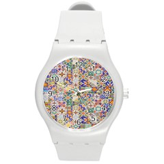 Mosaic Print Round Plastic Sport Watch (M)