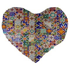 Mosaic Print Large 19  Premium Heart Shape Cushions