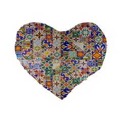 Mosaic Print Standard 16  Premium Flano Heart Shape Cushions