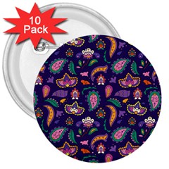 Paisley Print 2 3  Buttons (10 Pack)  by designsbymallika