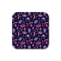 Paisley Print 2 Rubber Square Coaster (4 Pack)  by designsbymallika