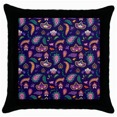 Paisley Print 2 Throw Pillow Case (black) by designsbymallika