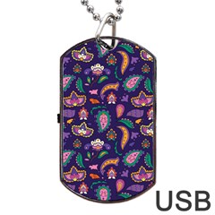 Paisley Print 2 Dog Tag Usb Flash (one Side) by designsbymallika