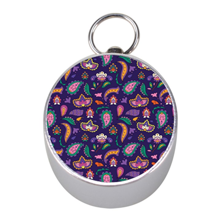 Paisley Print 2 Mini Silver Compasses