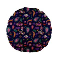 Paisley Print 2 Standard 15  Premium Flano Round Cushions by designsbymallika