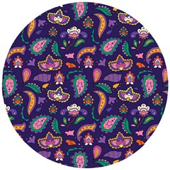 Paisley Print 2 Wooden Puzzle Round by designsbymallika