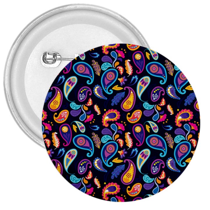 Paisley Baatik Purple Print 3  Buttons