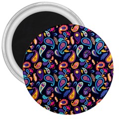 Paisley Baatik Purple Print 3  Magnets by designsbymallika