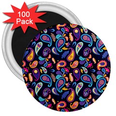 Paisley Baatik Purple Print 3  Magnets (100 Pack) by designsbymallika