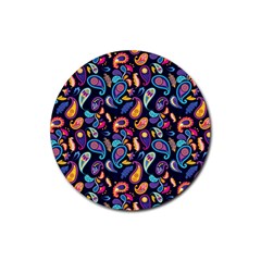 Paisley Baatik Purple Print Rubber Round Coaster (4 Pack)  by designsbymallika