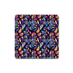 Paisley Baatik Purple Print Square Magnet by designsbymallika