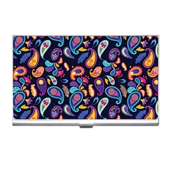 Paisley Baatik Purple Print Business Card Holder by designsbymallika