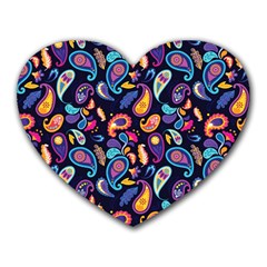 Paisley Baatik Purple Print Heart Mousepads by designsbymallika