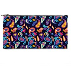 Paisley Baatik Purple Print Pencil Case by designsbymallika