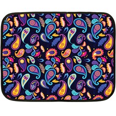 Paisley Baatik Purple Print Double Sided Fleece Blanket (mini)  by designsbymallika