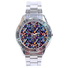 Paisley Baatik Purple Print Stainless Steel Analogue Watch by designsbymallika