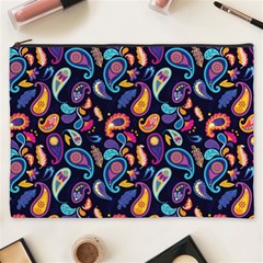 Paisley Baatik Purple Print Cosmetic Bag (xxxl) by designsbymallika