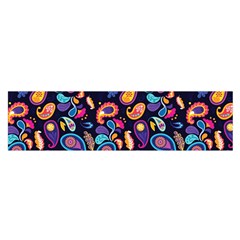 Paisley Baatik Purple Print Satin Scarf (oblong)