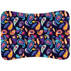 Paisley Baatik Purple Print Velour Seat Head Rest Cushion by designsbymallika