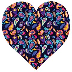 Paisley Baatik Purple Print Wooden Puzzle Heart by designsbymallika