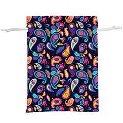 Paisley Baatik Purple Print  Lightweight Drawstring Pouch (xl) by designsbymallika