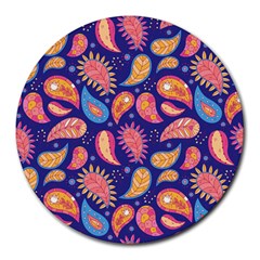 Blue Paisley Print 2 Round Mousepads