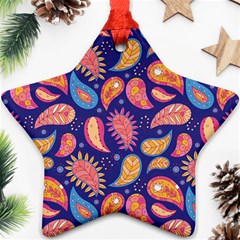 Blue Paisley Print 2 Ornament (star) by designsbymallika