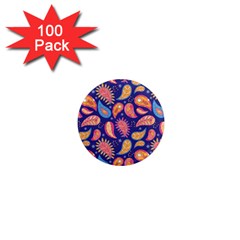 Blue Paisley Print 2 1  Mini Magnets (100 Pack)  by designsbymallika