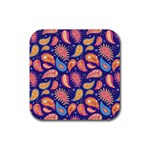 Blue Paisley Print 2 Rubber Coaster (Square)  Front