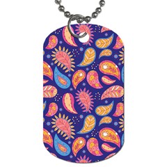 Blue Paisley Print 2 Dog Tag (two Sides) by designsbymallika