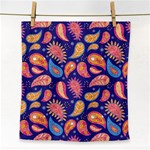 Blue Paisley Print 2 Face Towel Front