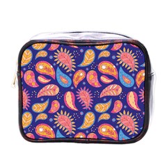 Blue Paisley Print 2 Mini Toiletries Bag (one Side) by designsbymallika