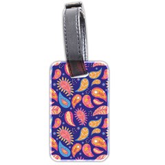 Blue Paisley Print 2 Luggage Tag (two Sides) by designsbymallika