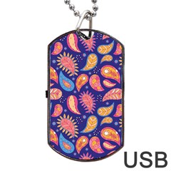 Blue Paisley Print 2 Dog Tag Usb Flash (two Sides) by designsbymallika