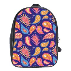 Blue Paisley Print 2 School Bag (xl) by designsbymallika