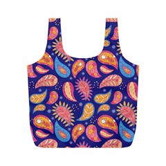 Blue Paisley Print 2 Full Print Recycle Bag (m) by designsbymallika