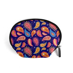 Blue Paisley Print 2 Accessory Pouch (small) by designsbymallika